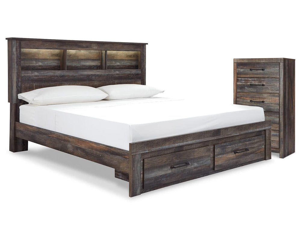 Cama y cómoda con almacenamiento y estantería Drystan King