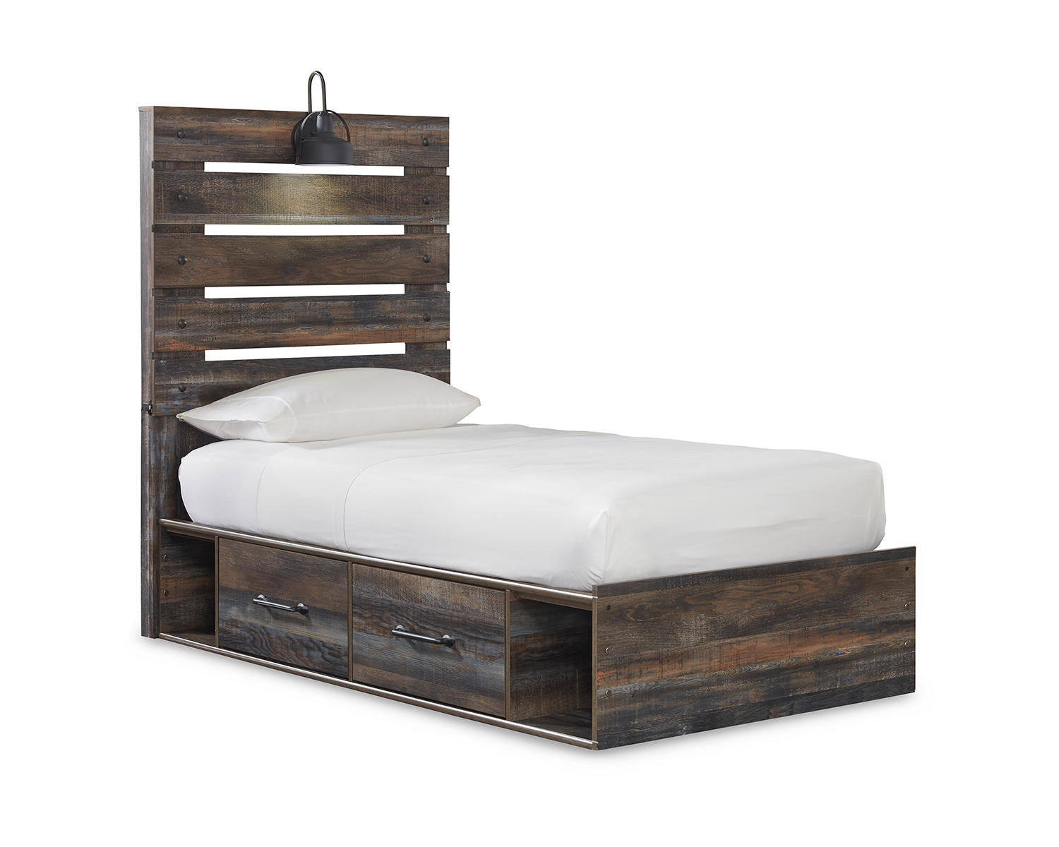 Drystan Twin Panel Bed with 2 Storage Drawers