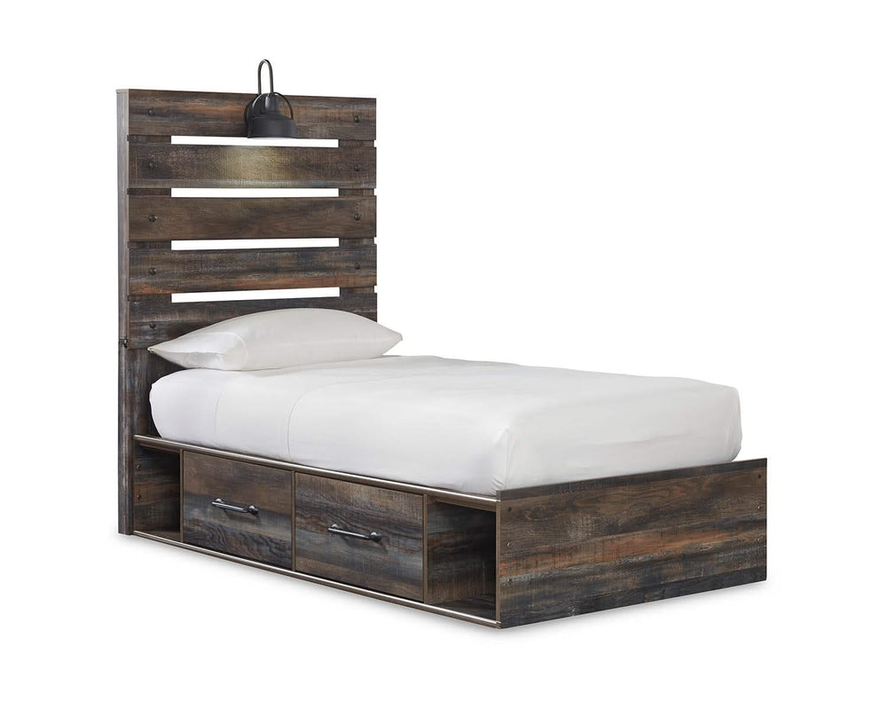 Cama doble Drystan con paneles, almacenaje, tocador, espejo y cómoda