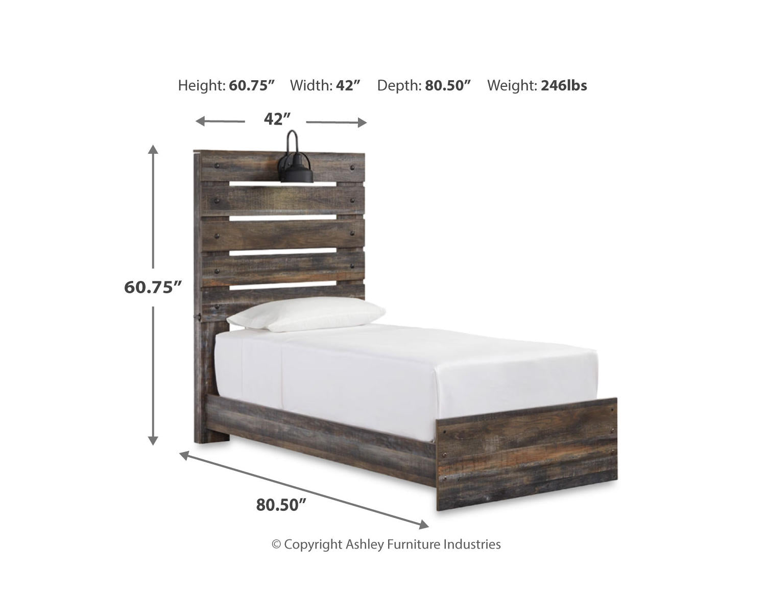 Drystan Twin Panel Bed with Storage, Dresser, Mirror and Chest