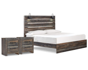Cama Drystan King con paneles y dos mesitas de noche