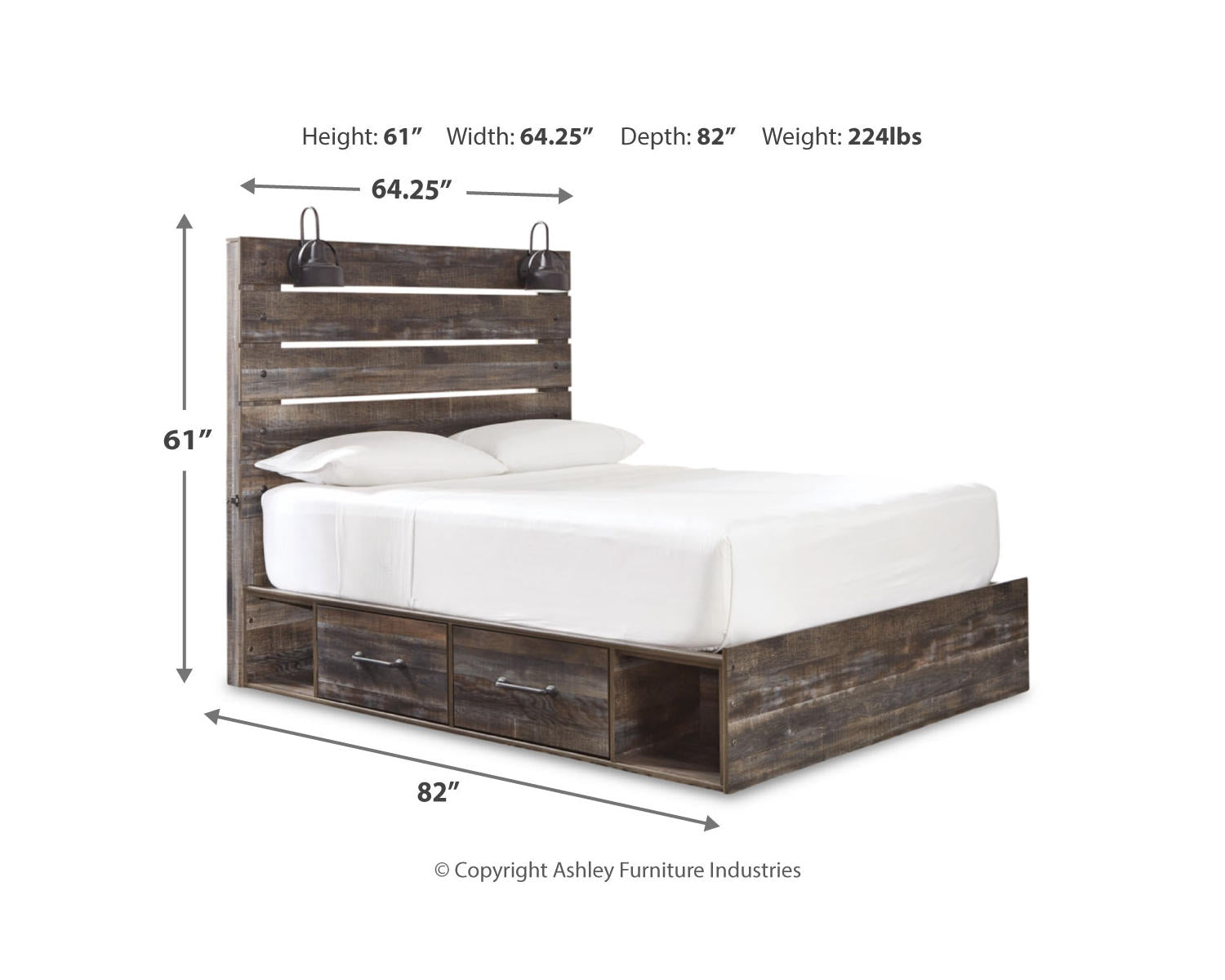 Drystan Queen Panel Bed with Mirrored Dresser and Nightstand