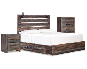 Drystan Queen Panel Bed with Storage, Chest and Nightstand