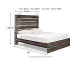Cama Queen Drystan con paneles, tocador, espejo y mesita de noche