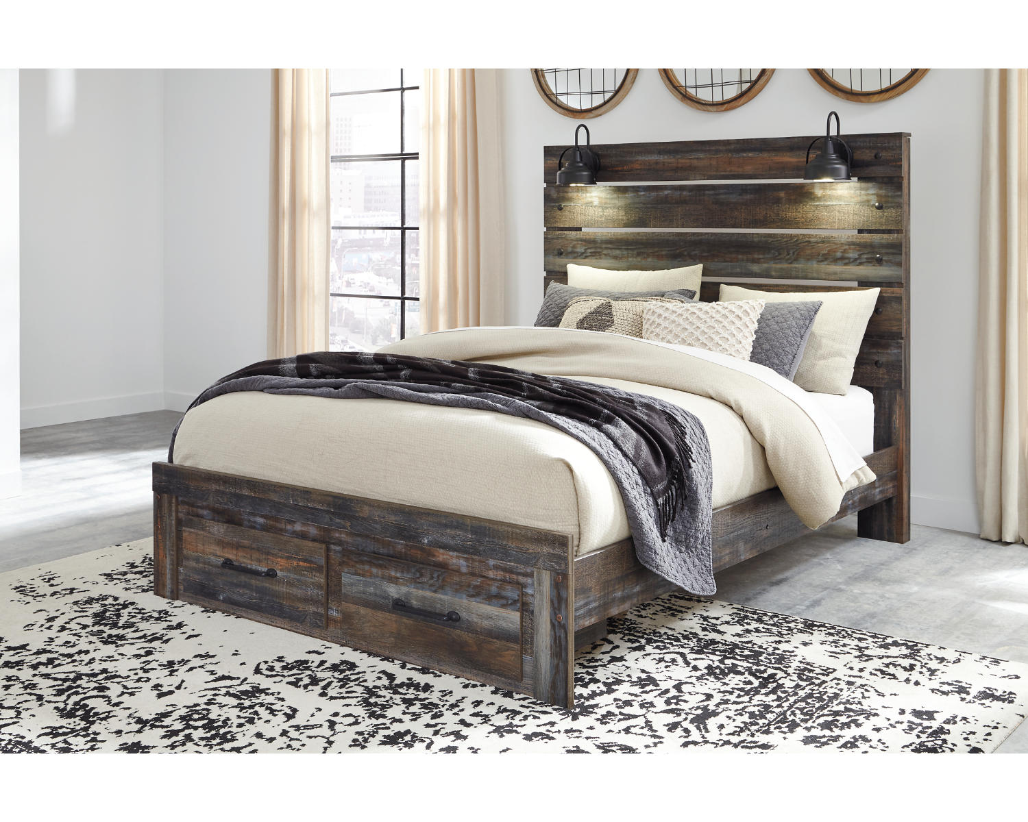 Drystan Queen Panel Storage Bed, Dresser, Mirror and Nightstand