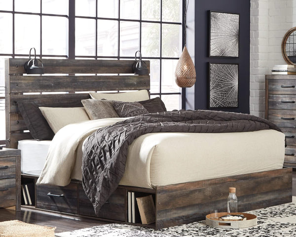 Cama Drystan King con paneles y 4 cajones de almacenamiento