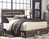 Cama King con almacenaje, tocador y espejo Drystan