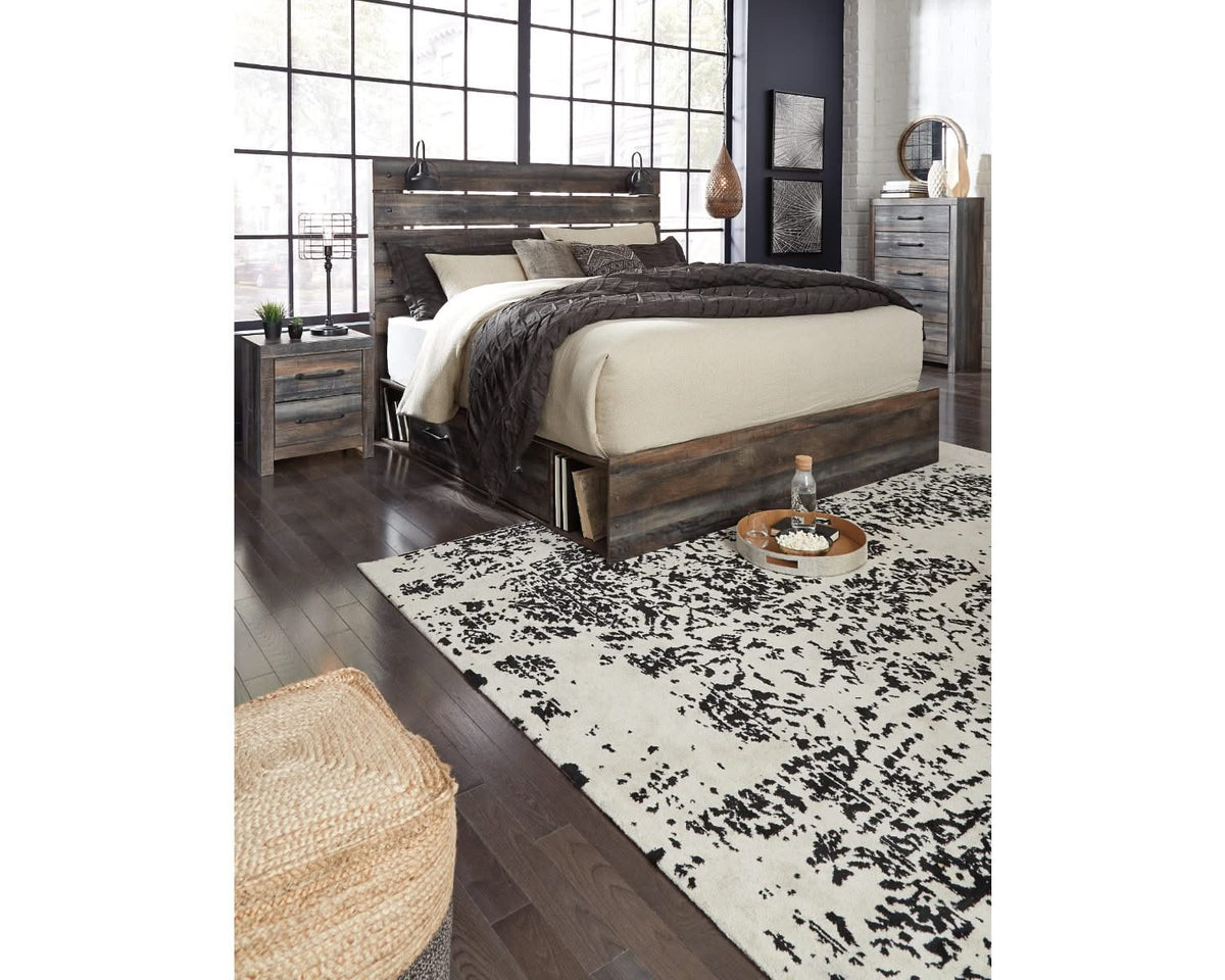 Drystan King Panel Bed with 2 Storage Drawers