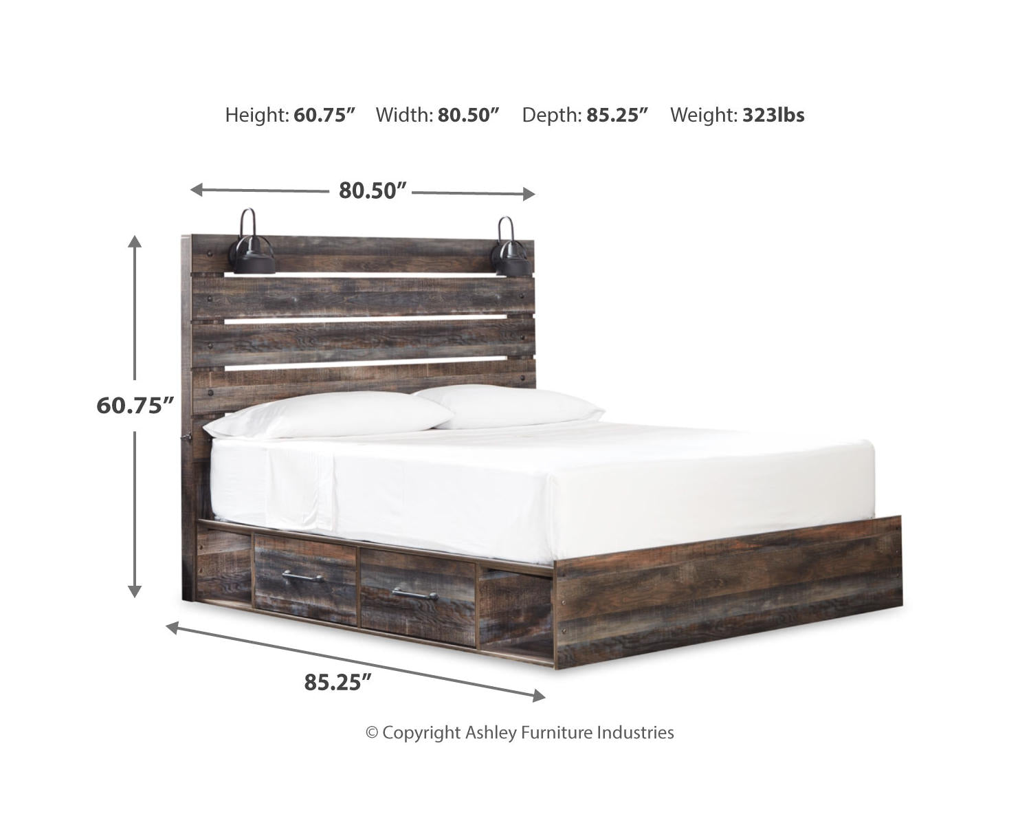 Drystan King Panel Storage Bed and 2 Nightstands