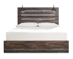 Cama Drystan King con paneles, tocador, espejo y mesita de noche