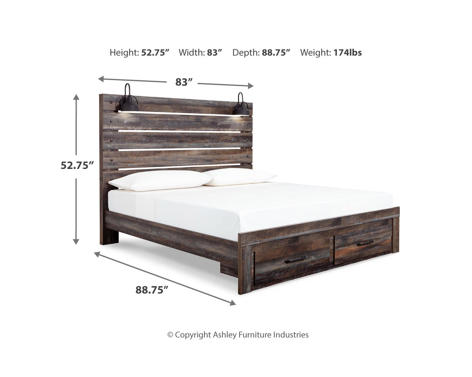 Drystan King Panel Storage Bed, Dresser, Mirror and Nightstand