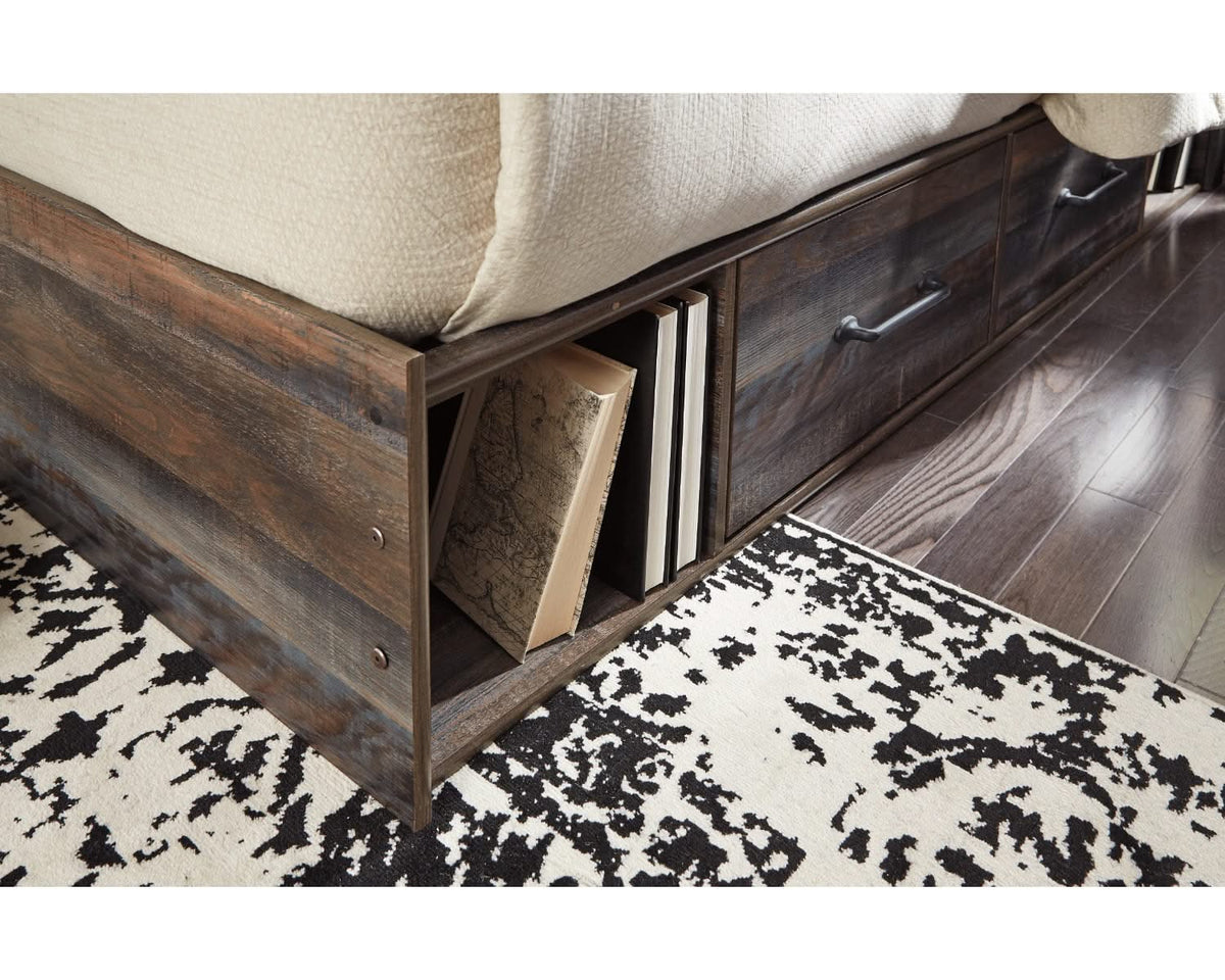 Cama King con almacenaje, tocador y espejo Drystan