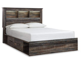 Cama Queen con estantería y 4 cajones Drystan