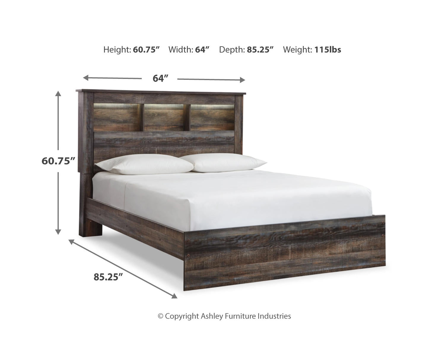 Drystan Queen Bookcase Bed, Dresser and 2 Nightstands