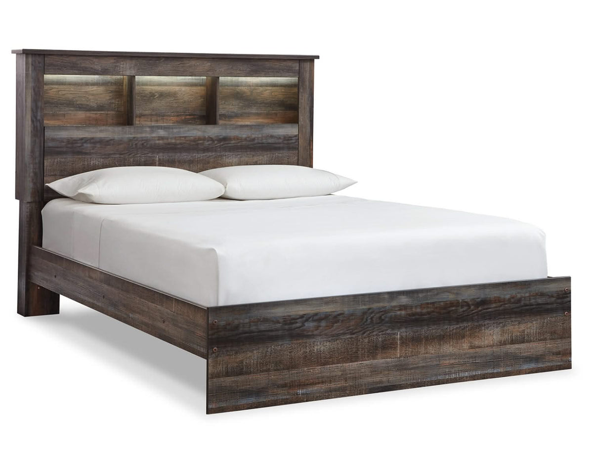 Drystan Queen Bookcase Bed, Dresser, Mirror and Nightstand