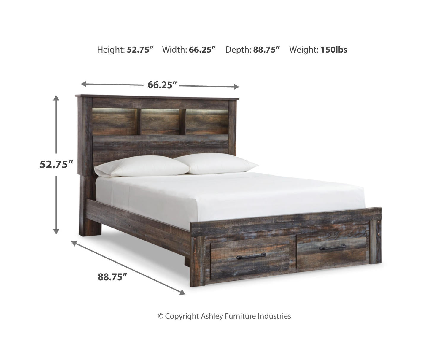 Drystan Queen Bookcase Storage Bed, Chest and 2 Nightstands