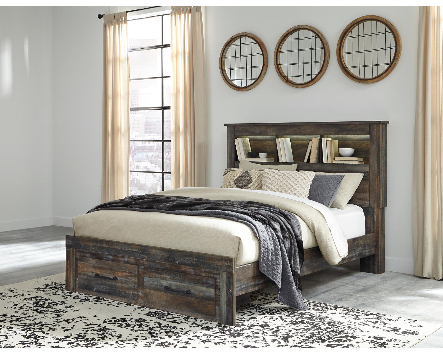 Drystan Queen Panel Storage Bed, Dresser and Mirror