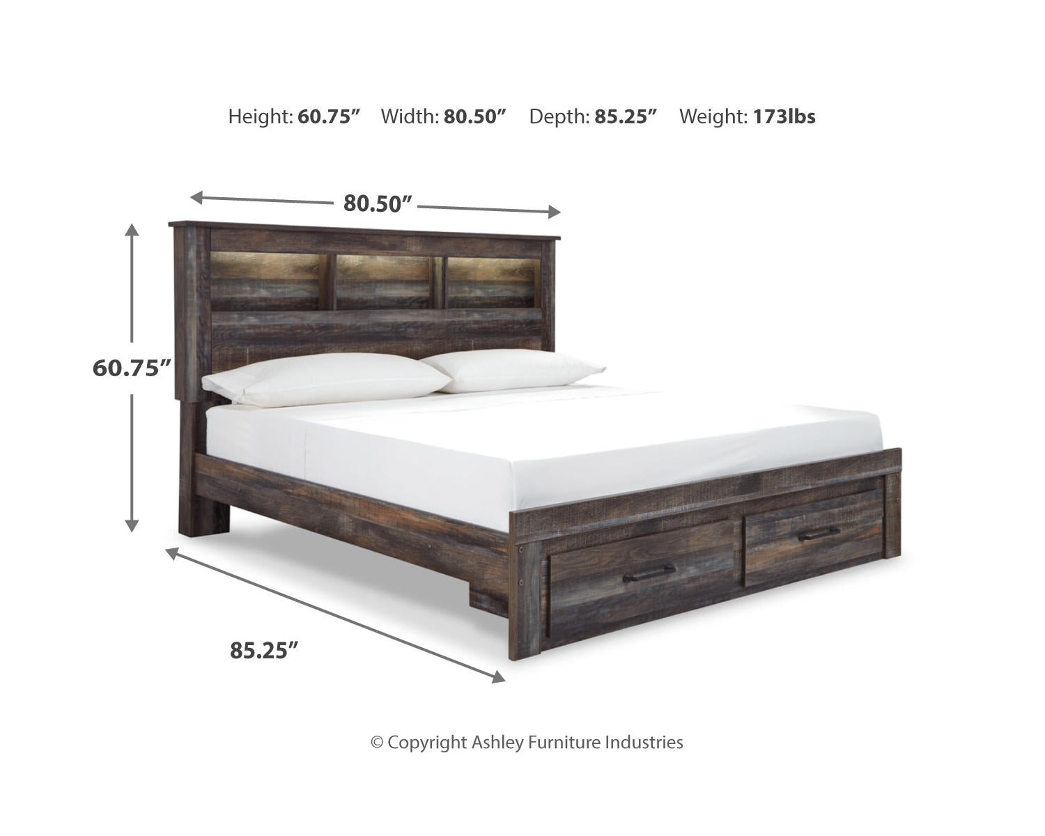 Drystan King Bookcase Storage Bed, Dresser, Mirror, Chest and Nightstand
