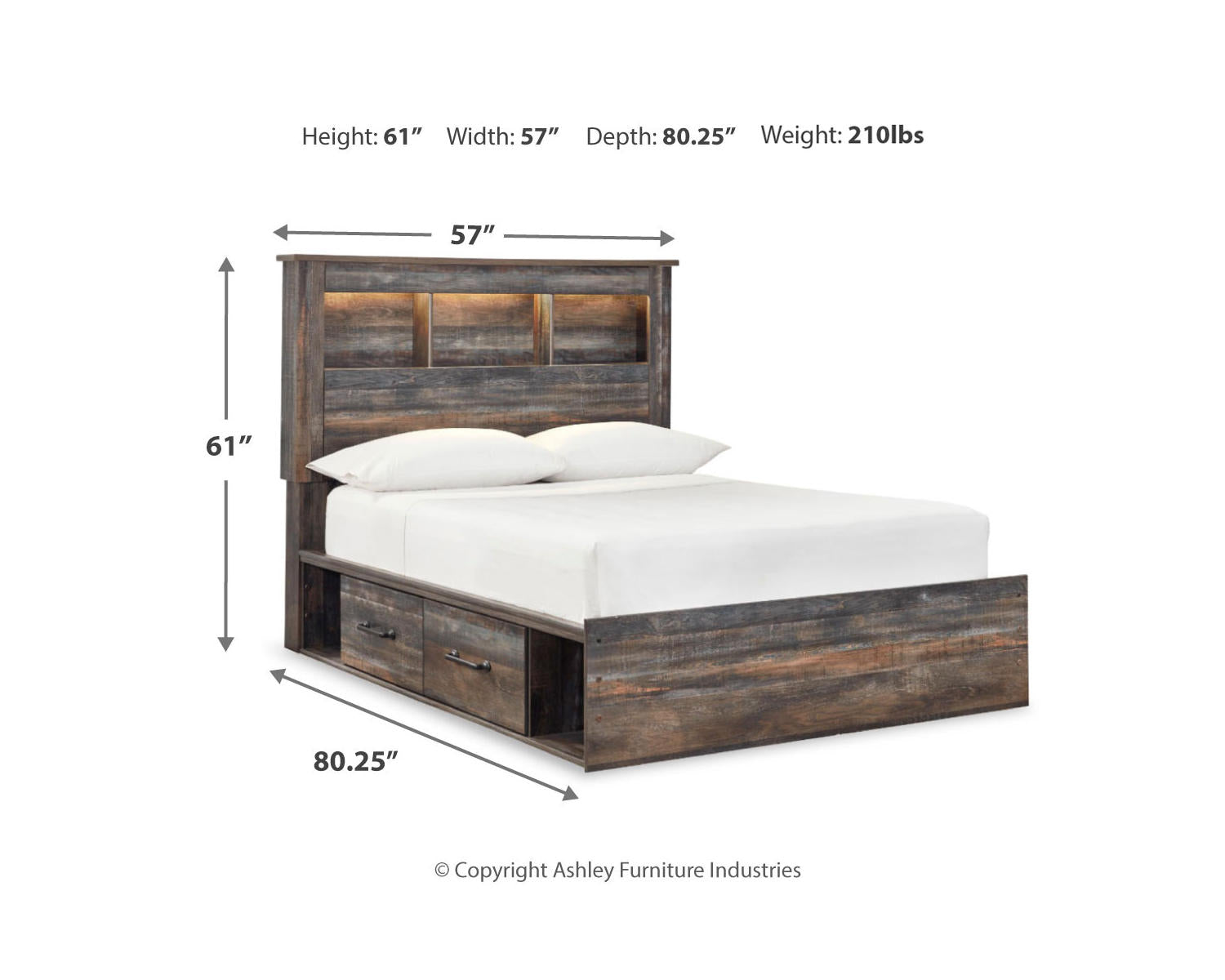 Drystan Full Bookcase Storage Bed, Dresser and Nightstand