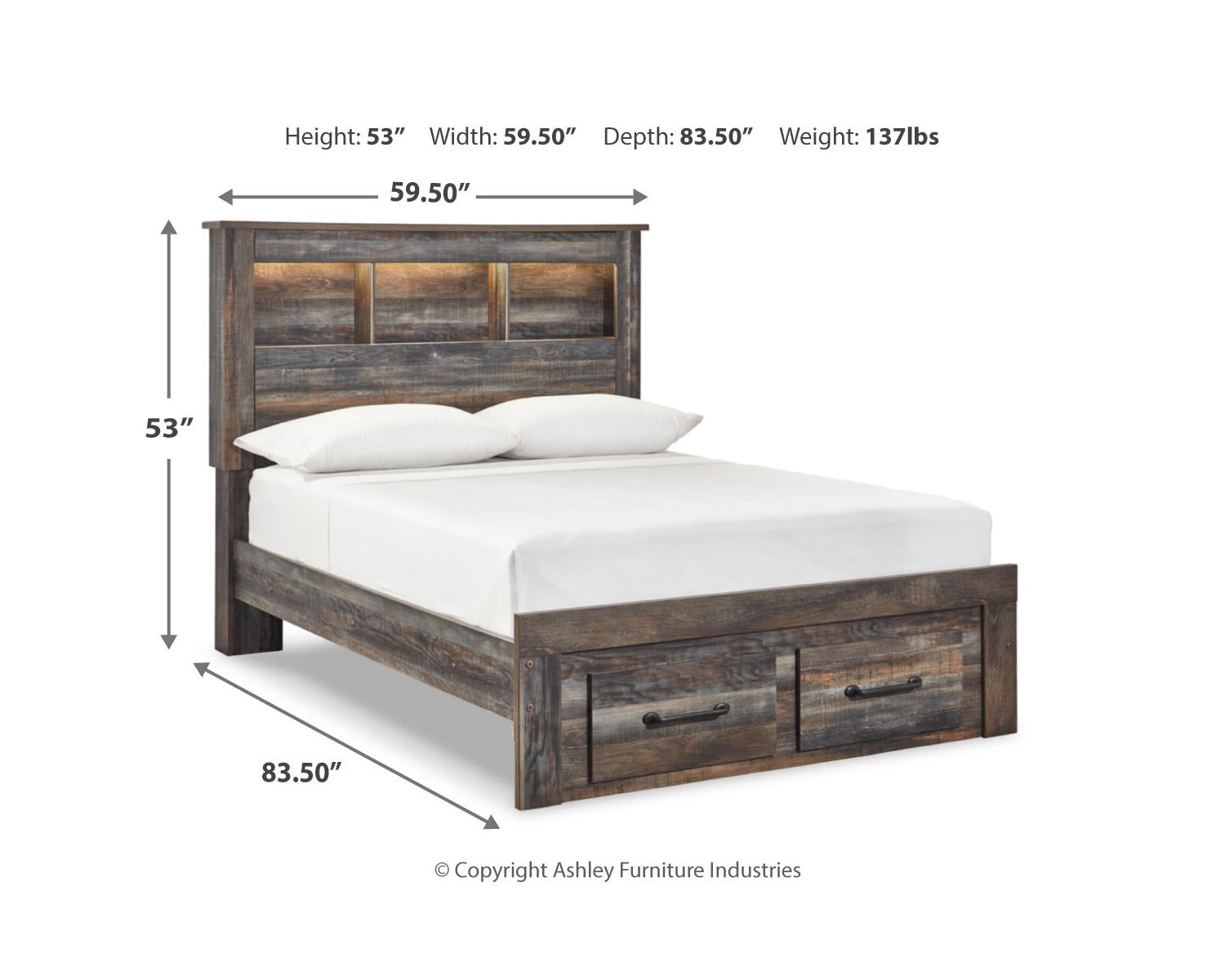 Drystan Full Bookcase Storage Bed, Dresser and Mirror
