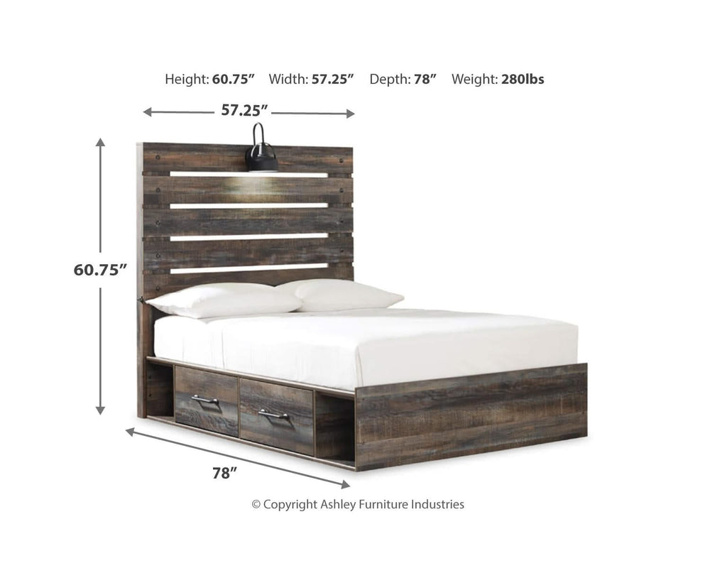 Drystan Full Panel Bed with 4 Storage Drawers