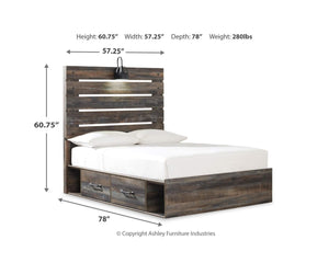 Drystan Full Panel Bed with 4 Storage Drawers