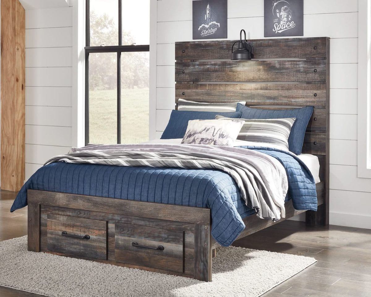 Cama Drystan de tamaño completo con dos cajones de almacenamiento