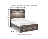 Cama Drystan de tamaño completo con dos cajones de almacenamiento
