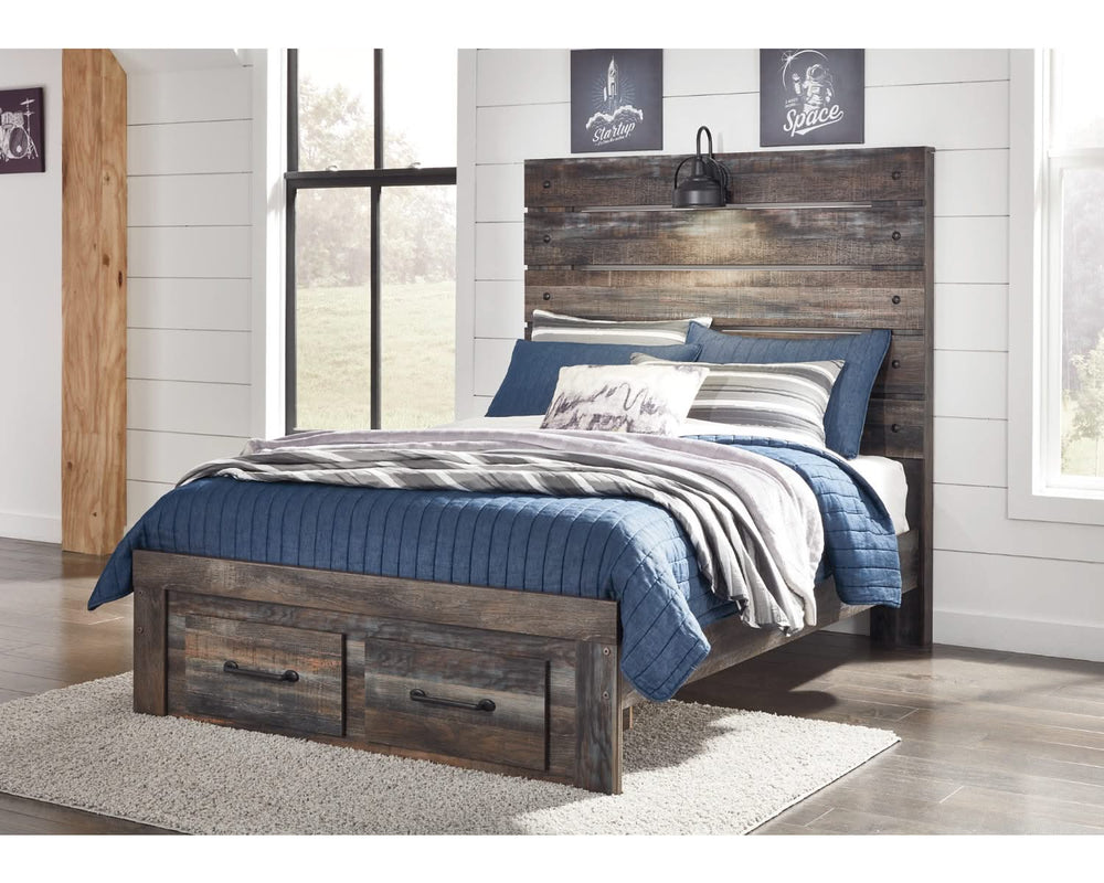 Cama Drystan de tamaño completo con dos cajones de almacenamiento