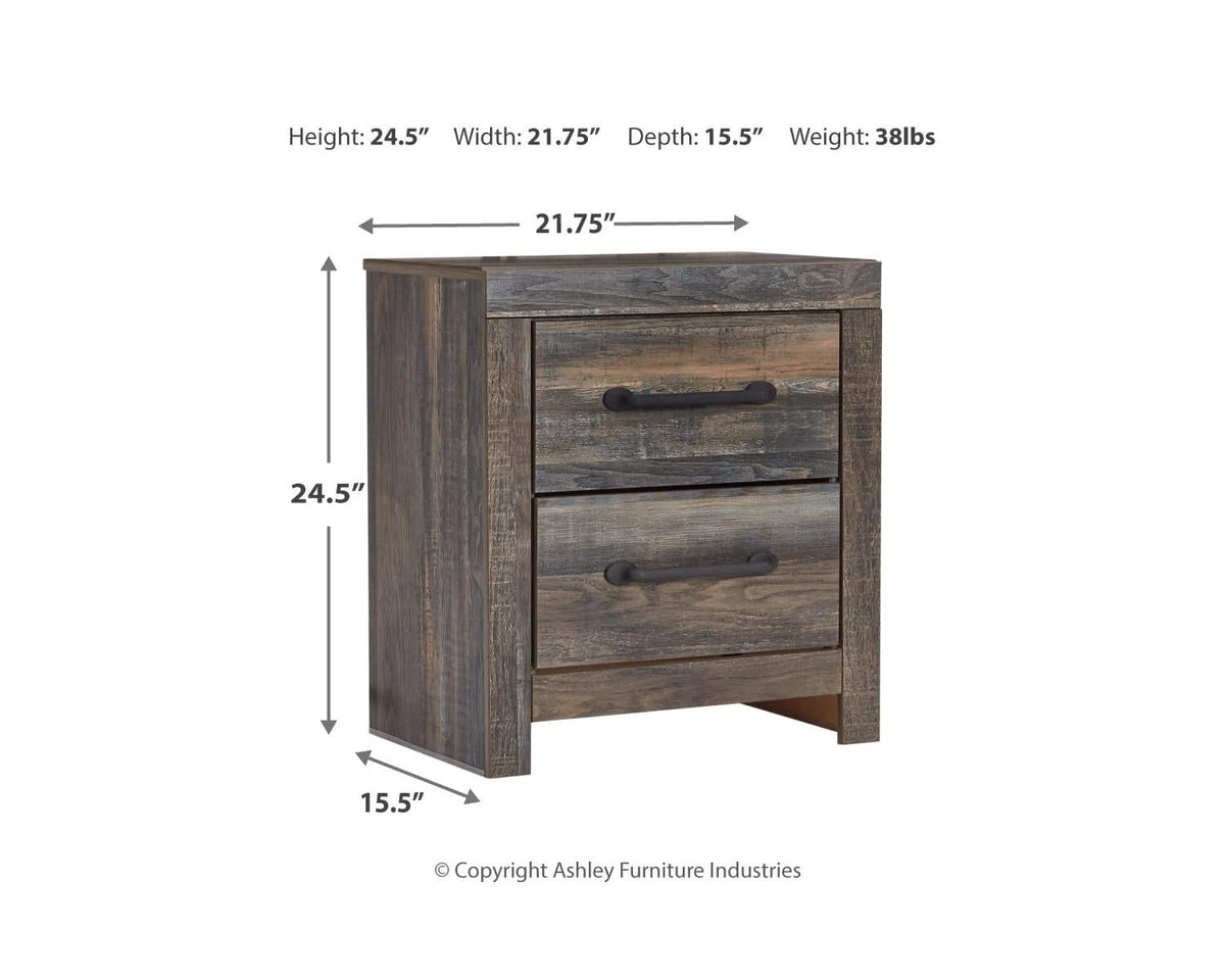Drystan King Panel Headboard with Metal Frame, Dresser, Mirror, and Nightstand