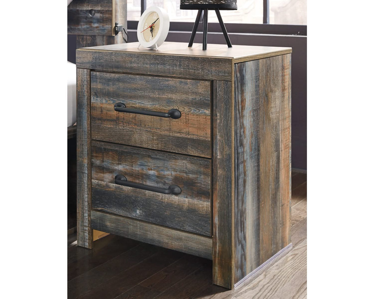 Drystan King Panel Headboard with Metal Frame, Dresser, Mirror, and Nightstand