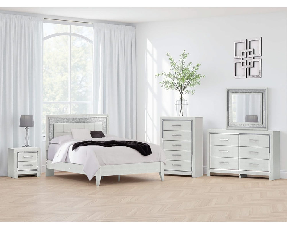 Cama Queen con paneles tapizados Zyniden