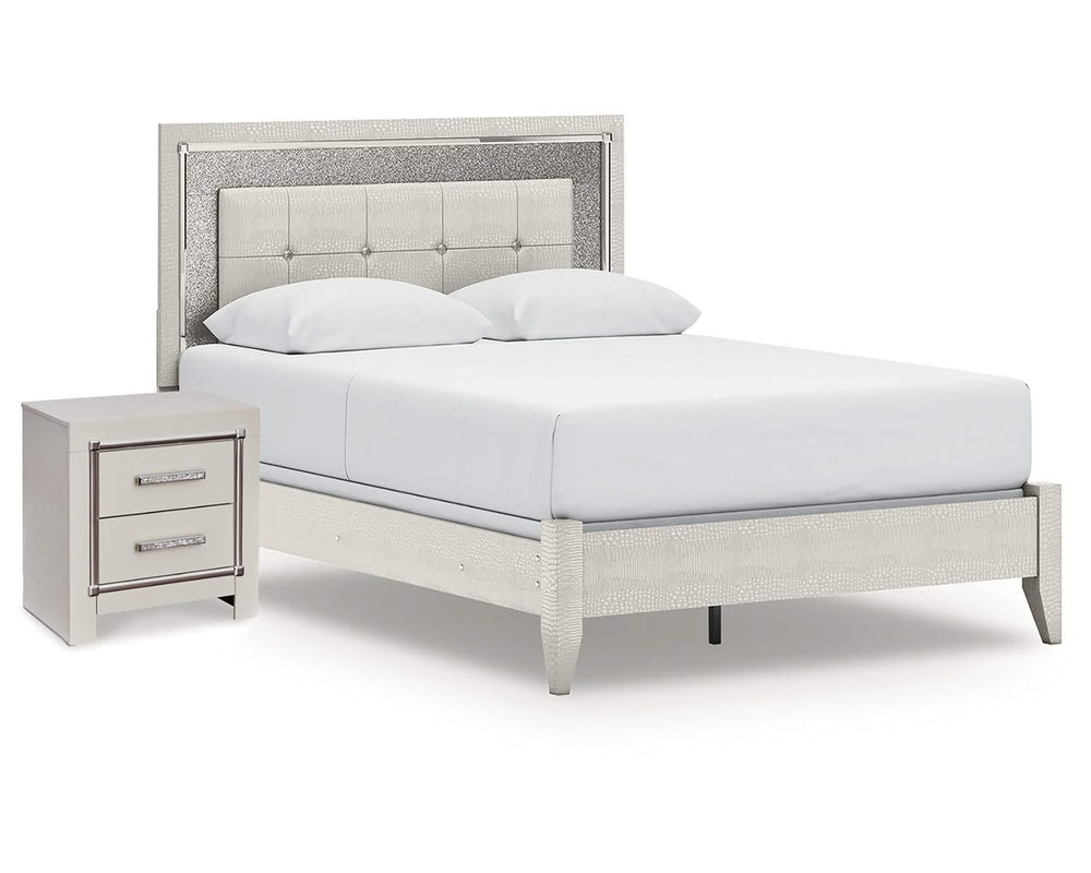 Zyniden Queen Panel Bed and Nightstand