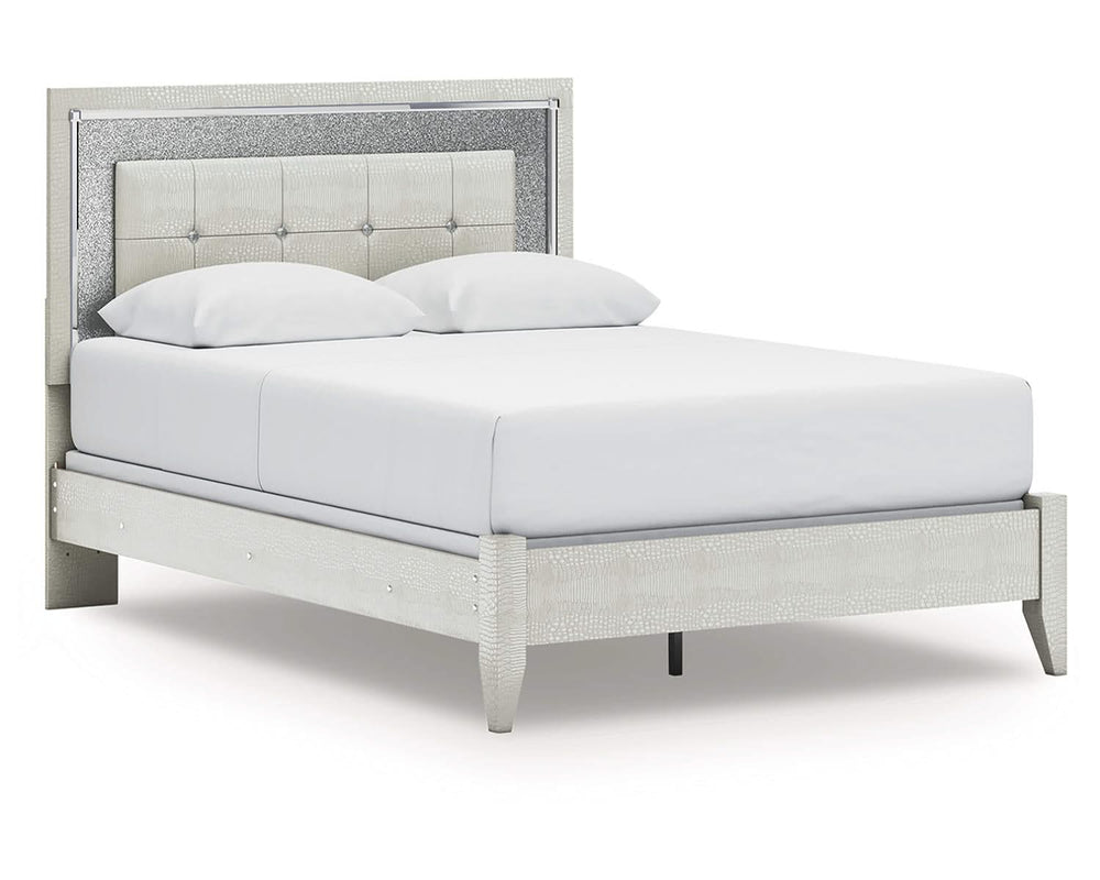 Cama Queen con paneles tapizados Zyniden