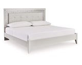 Cama King tapizada con paneles, tocador, espejo y mesita de noche Zyniden