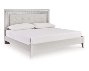 Cama King tapizada con paneles, tocador, espejo y mesita de noche Zyniden