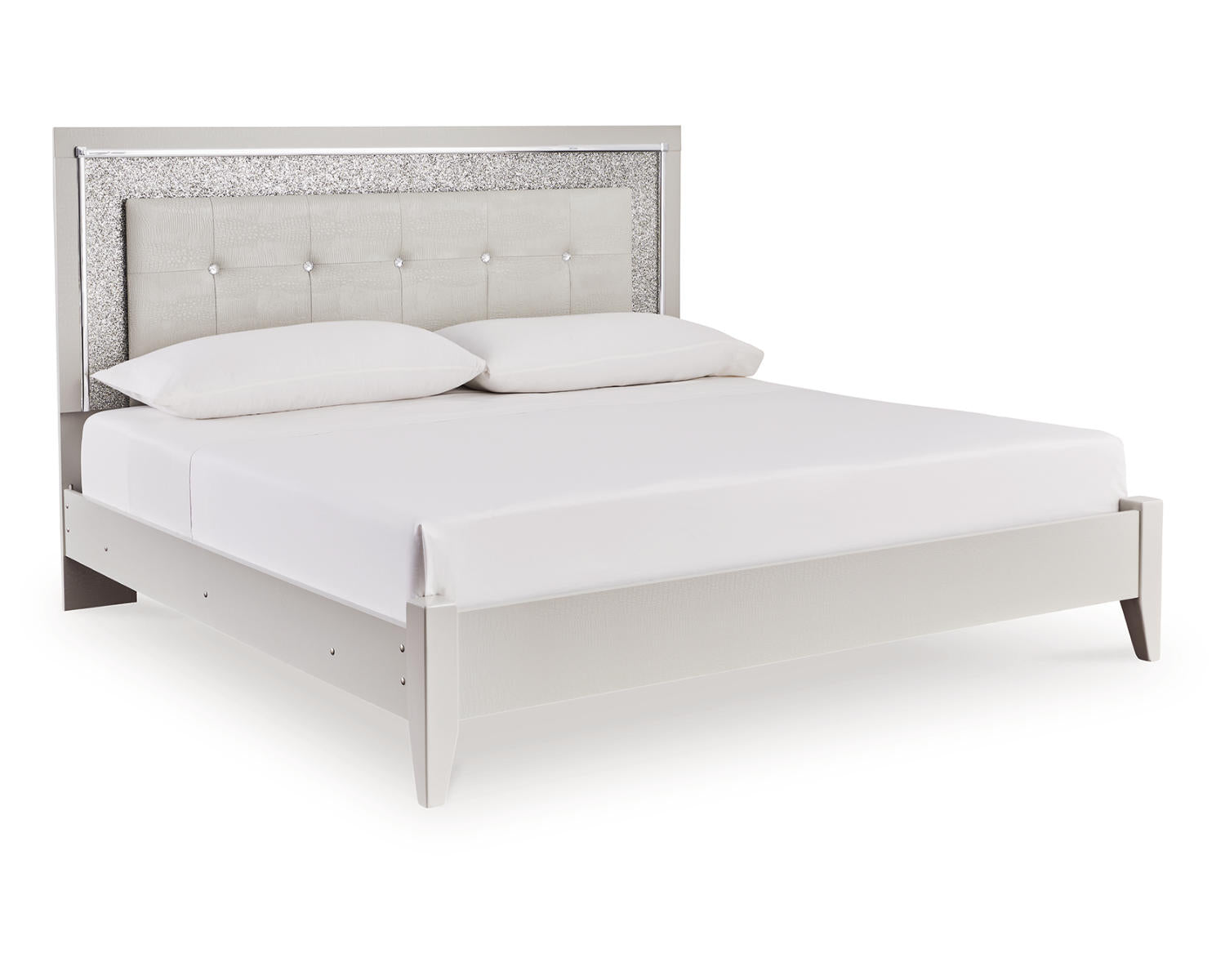 Zyniden King Upholstered Panel Bed, Dresser, Mirror and 2 Nightstands