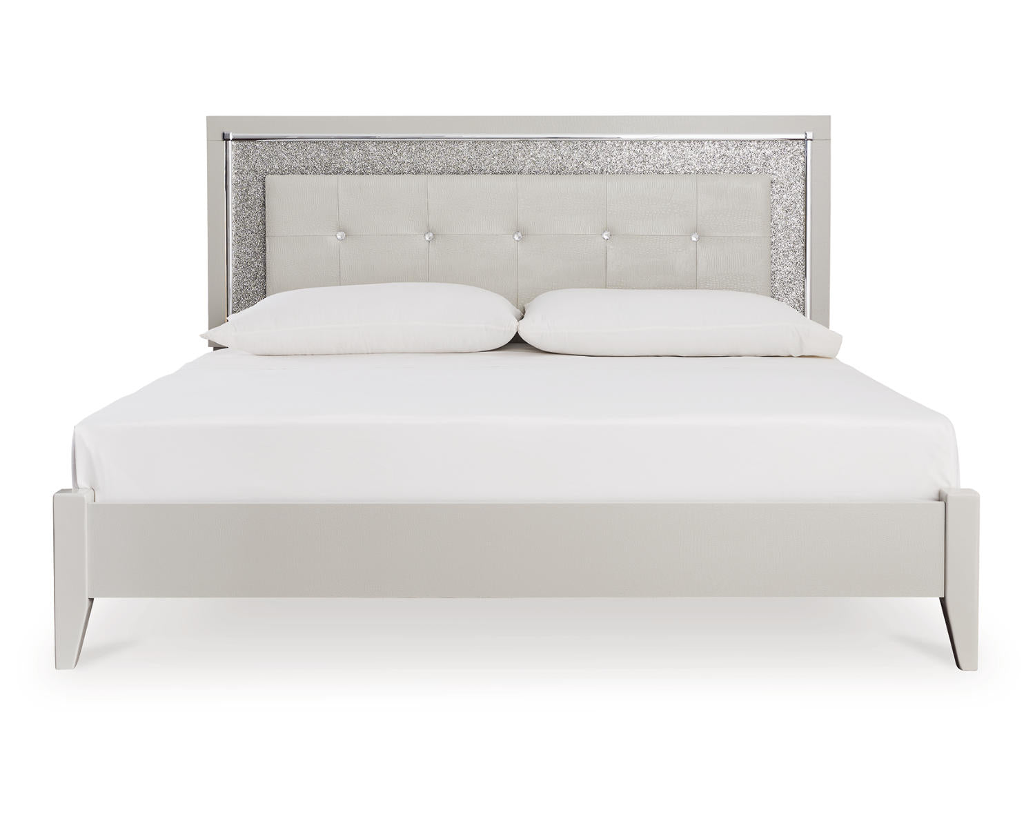 Zyniden King Upholstered Panel Bed, Dresser, Mirror and 2 Nightstands