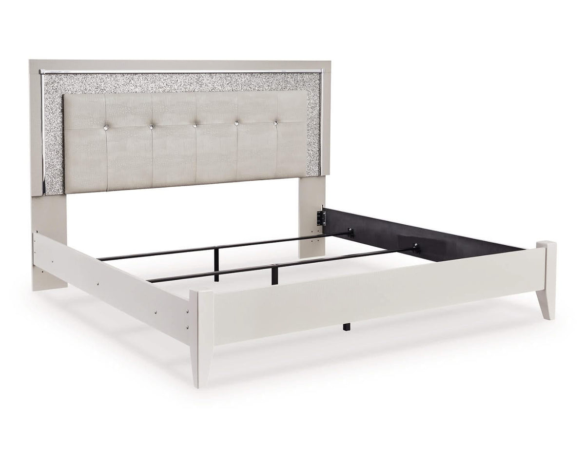 Cama tapizada King Zyniden con paneles