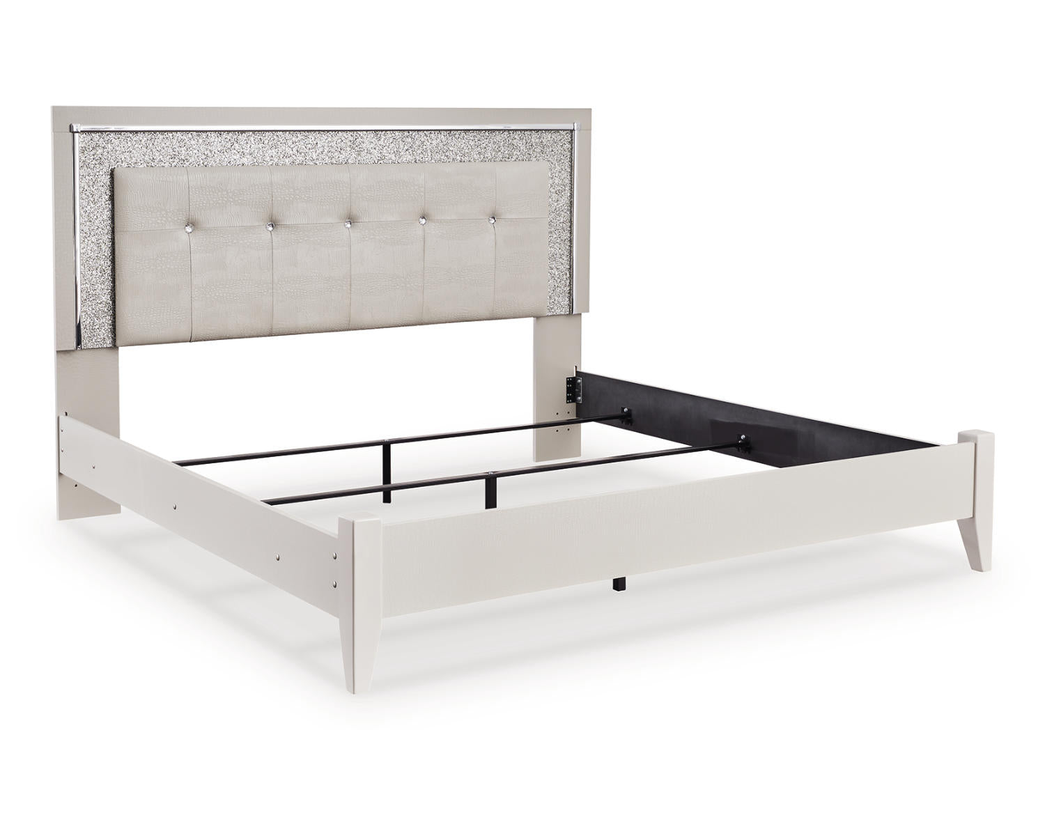Zyniden King Upholstered Panel Bed, Dresser, Mirror and 2 Nightstands