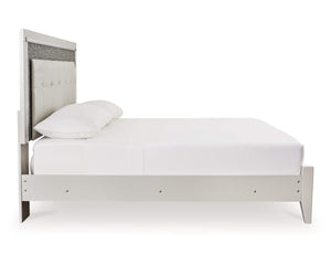 Cama King tapizada con paneles, tocador, espejo y mesita de noche Zyniden