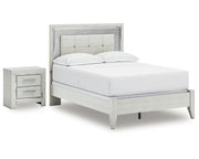 Zyniden Full Upholstered Panel Bed and Nightstand