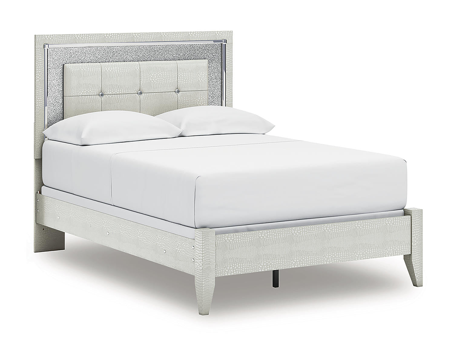Zyniden Full Upholstered Panel Bed and Nightstand