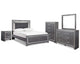 Cama completa Lodanna con tocador, espejo, cómoda y mesita de noche