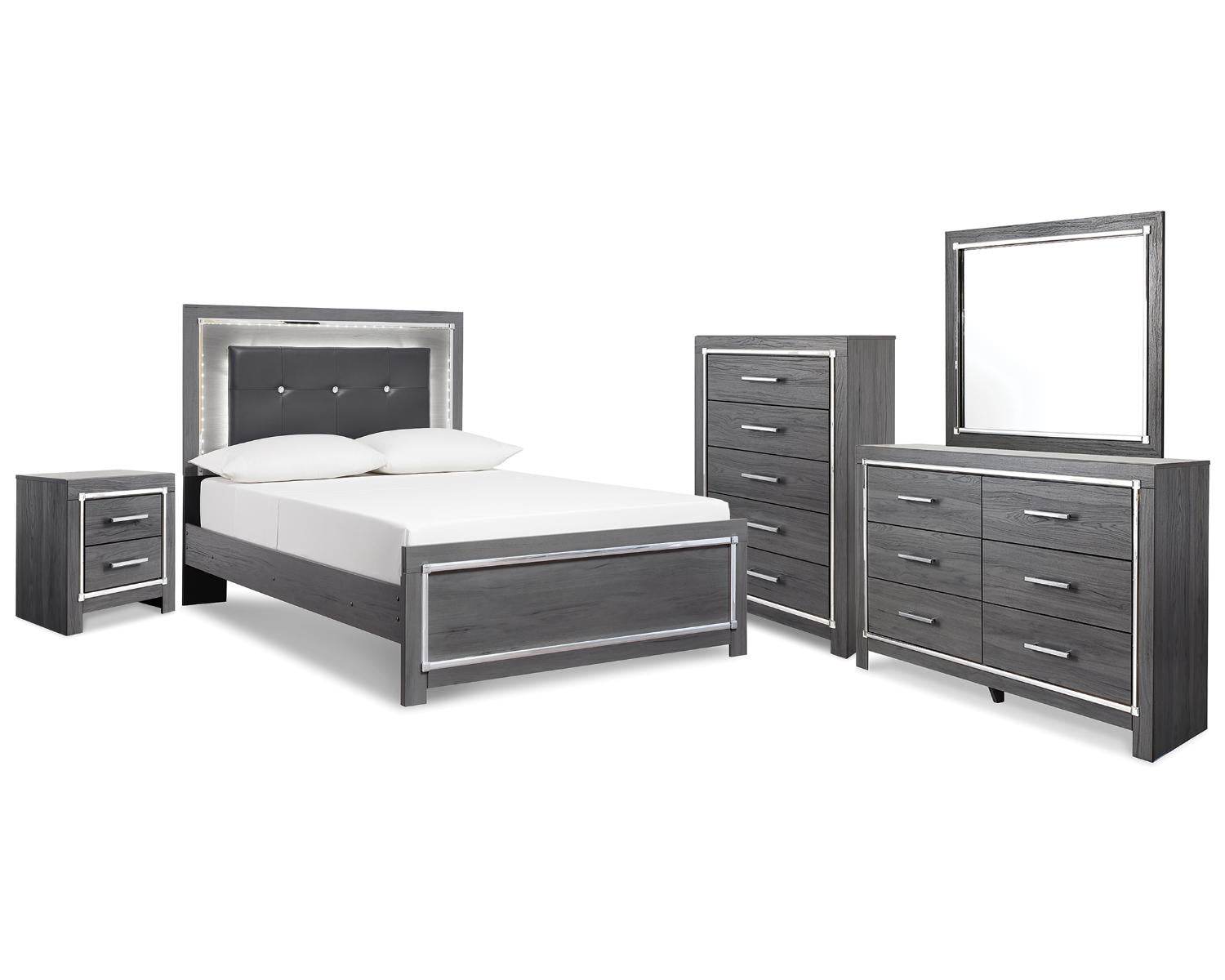 Lodanna Full Panel Bed, Dresser, Mirror, Chest and Nightstand