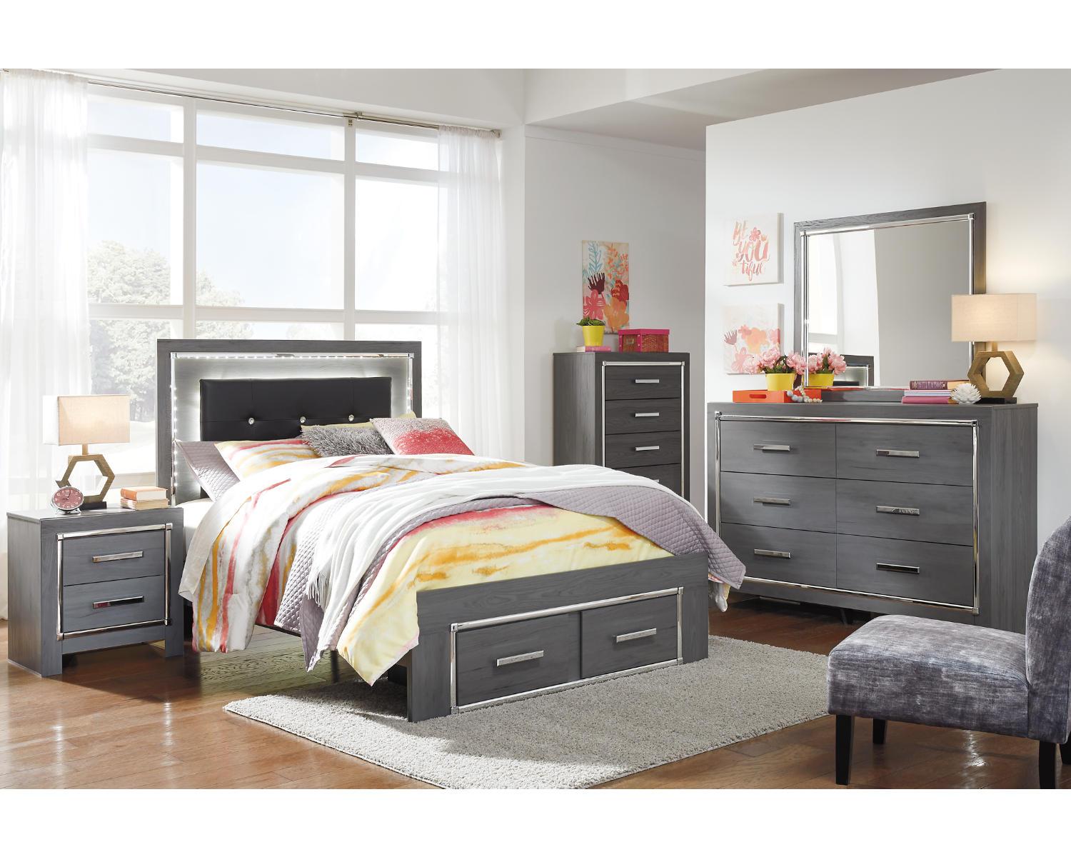 Lodanna Full Panel Bed with 2 Storage Drawers