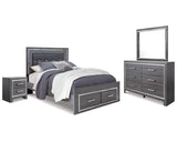Lodanna Queen Panel Storage Bed with Mirrored Dresser and Nightstand