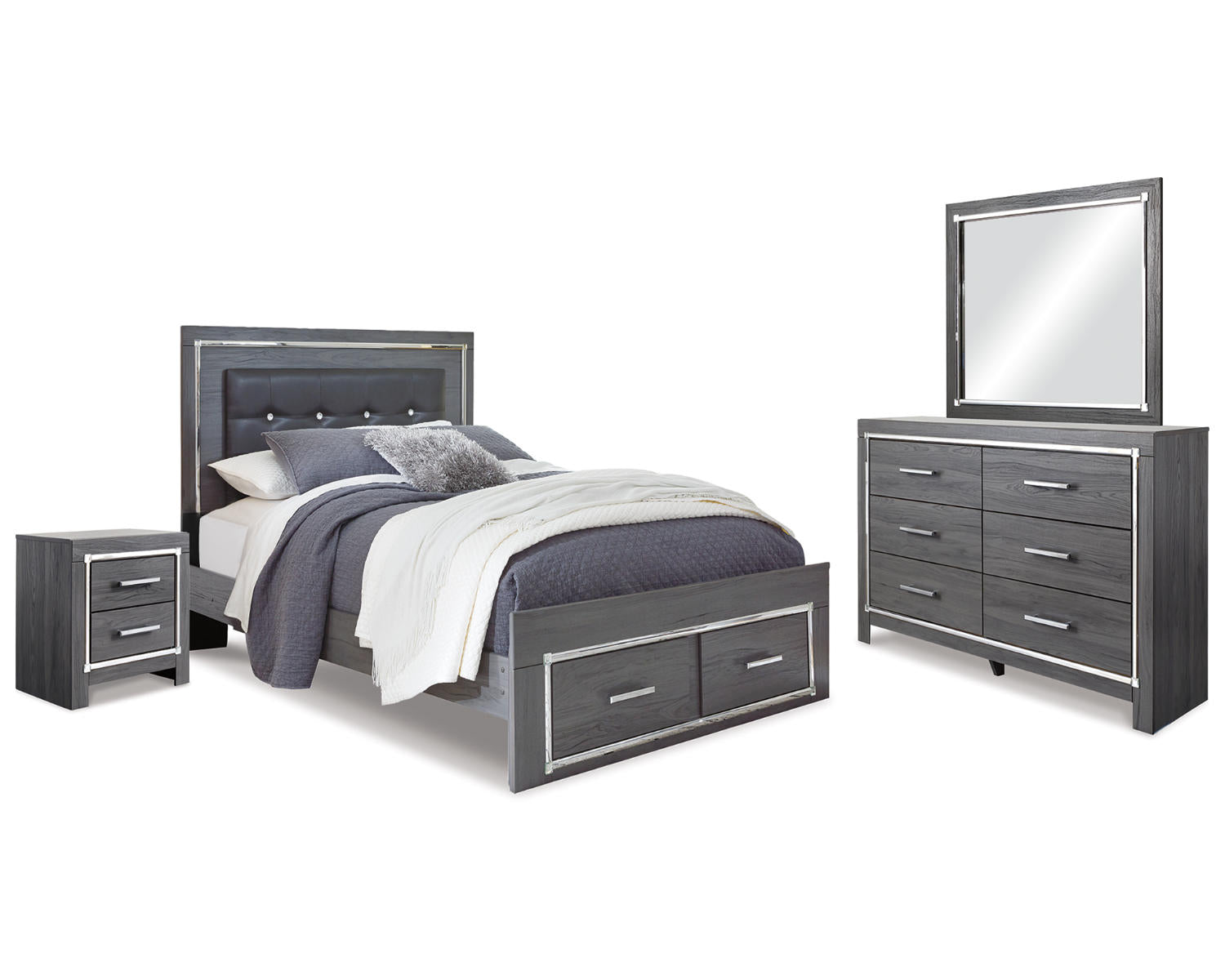 Lodanna Queen Storage Bed, Dresser, Mirror and 2 Nightstands