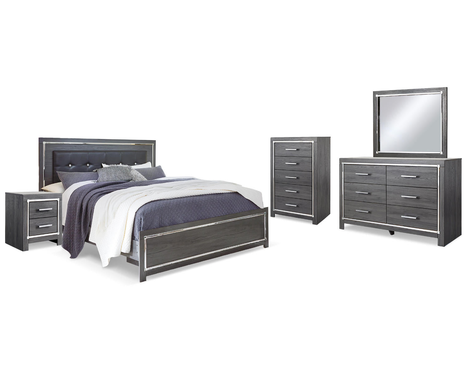 Lodanna King Panel Bed, Dresser, Mirror, Chest and 2 Nightstands