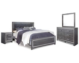 Lodanna King Upholstered Panel Bed, Dresser, Mirror and Nightstand